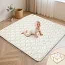 Fortella Extra Thick Baby Play Mat for 50" Playpen, 47"x47" Snug Fit Playpen Mat, Machine Washable Foam Play Mat for Floor - Portable, Non-Slip Tummy Time & Crawling Mat for Babies Toddlers (Forest Beige)