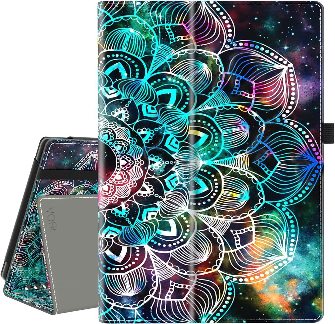VORI Case for All-New Amazon Kindle Fire HD 10 Tablet and Fire HD 10 Plus (13th/11th Generation 2023/2021 Release) 10.1" - Slim Folding Stand Folio Cover with Auto Wake/Sleep & Hand Strap, Mandala