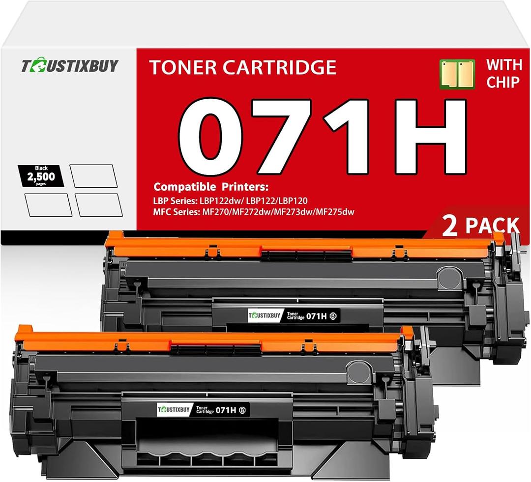 071/071H high Yield Black Toner Cartridge Replacement for Canon 071H 071 CRG-071 Toner Cartridge with Canon imageCLASS LBP122dw LBP120dw MF273dw MF275dw Printer | 2-Pack