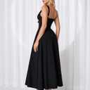 GLNEGE Womens Corset Wedding Guest Midi Dress Summer Floral Tea Party Flowy Dress V Neck Milkmaid Sundress with Pockets 2026 (Black, S)