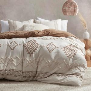 Oli Anderson Boho Duvet Cover Set Twin Size, Beige and Terracotta Color Clash 2 Pieces Microfiber Bedding Set, Durable and Super Soft Duvet Covers with Zipper and Ties, 68"*90" Oli Anderson Boho Duvet Cover Set Twin Size, Beige and Terracotta Color Clash 2 Pieces Microfiber Bedding Set, Durable and Super Soft Duvet Covers with Zipper and Ties, 68"*90"