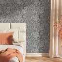 2 x Modern Black and White Rose Floral Mosaic Flower Geometric Peel and Stick Wallpaper Easy Peel Off Contact Paper Stick on Adhesive Wall Paper for Bathroom Waterproof Renter Friendly