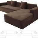 ZNSAYOTX 2026 Soft Velvet Sectional Couch Covers, Luxury Plush Slipcovers with Elastic Bottom for L Shape Sectional Sofa, 2 Pcs Pet Friendly Protector (3 Seat Couch + 2 Seat Chaise, Dark Coffee)