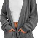 LILLUSORY Womens Oversized Cardigans Soft Knit Cardigan Sweater with Pockets (X-Large, Dark Grey)