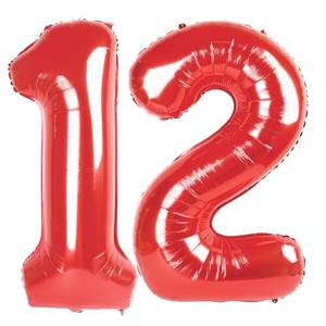 Red Number 12 Balloon 40 inch, 12 Number Balloons, 12th Red Birthday Decorations, 12 Year Old Girls Boys Party Supplies