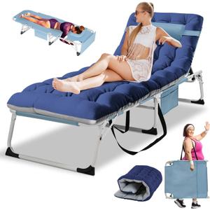 LILYPELLE Tanning Chair with Face Hole, Heavy Duty Outside Lounge Chairs with Mattress, Folding Outdoor Face Down Tanning Chair Arm Hole for Beach Poolside Patio Sunbathing Lawn Camping (Sky Blue Extra Wide)