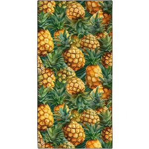 XSMEI Pineapples Pattern Beach Towel Extra Large 36" x 72", Thin Lightweight Microfiber Towels with Fruit Design, Sand Free and Quick Dry, Compact Bag