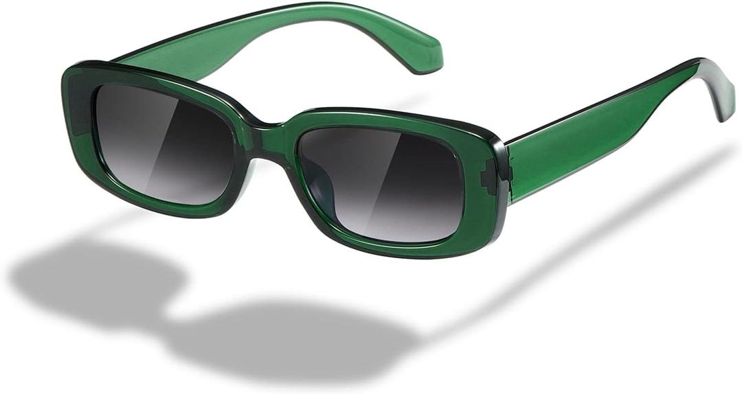 kimorn Rectangle Sunglasses for Women Men Trendy Retro Fashion Sun Glasses 90s Vintage UV 400 Protection Square Frame K1200 (Green Frame Gradient Grey Lens)