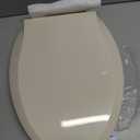 Durable Elongated Toilet Seat with Slow Soft Close - Easy to Install and Clean, Never Loosens - White, Fits Most Elongated Toilets Almond