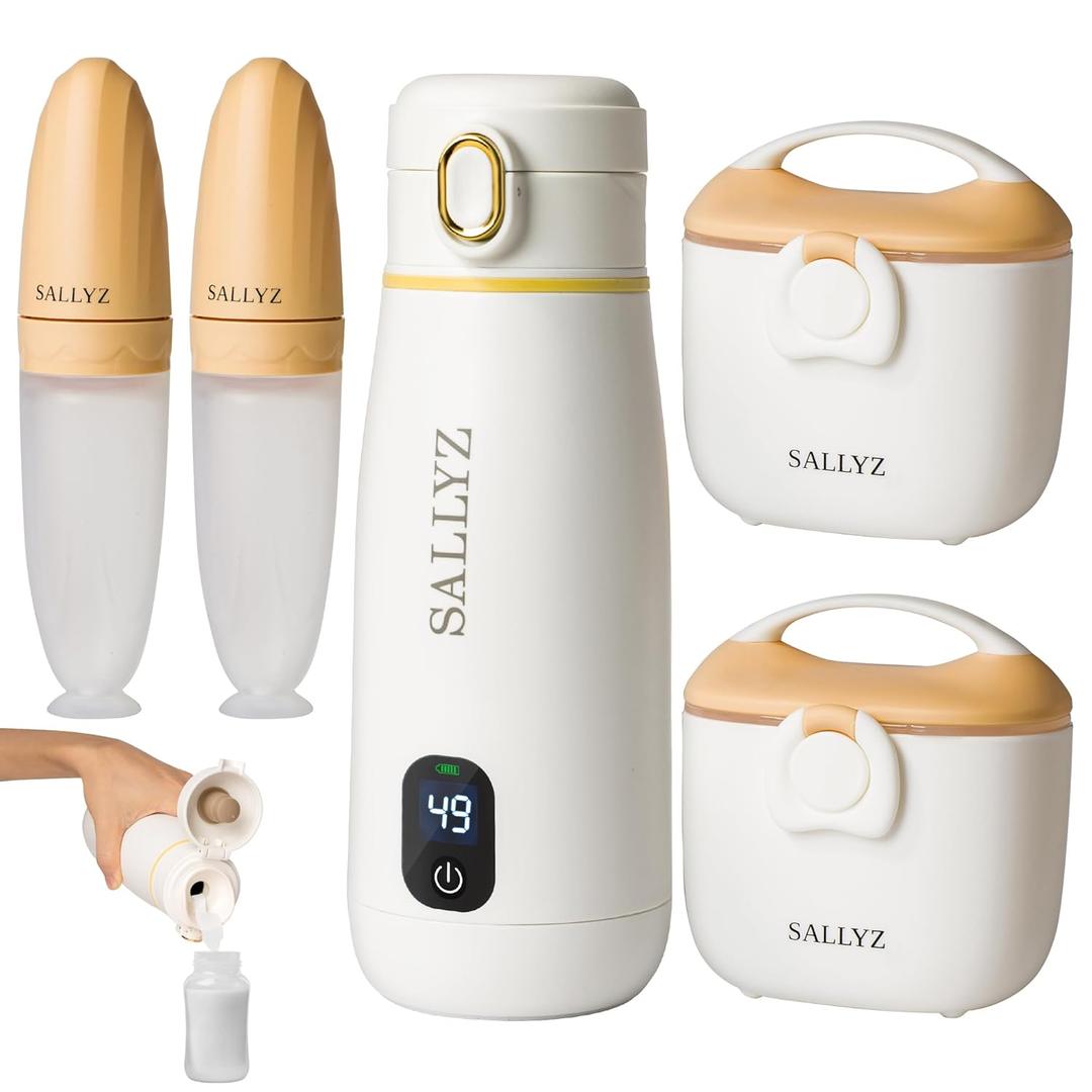 Nomad Portable Bottle Warmer  Wireless Baby Milk Warmer with 10500mAh Battery  Includes 2 Spoons & 2 Breastmilk Containers  Travel Baby Essential for Moms on The Go