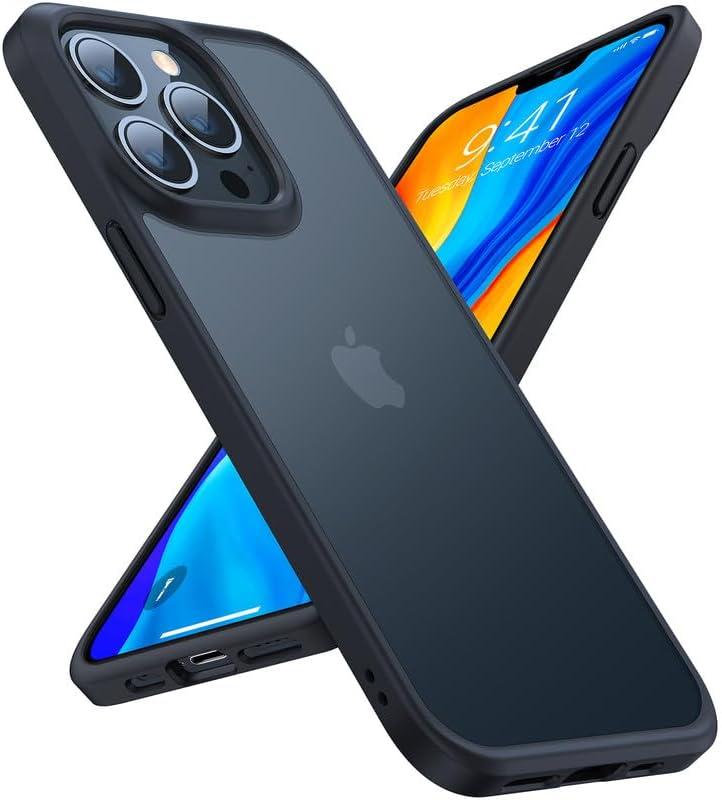 TORRAS Shockproof Designed for iPhone 15 Pro Max Case Black, 12FT Military Grade Drop Tested, Translucent Matte Protective Anti-Scratch 15 ProMax Phone Case, 6.7"