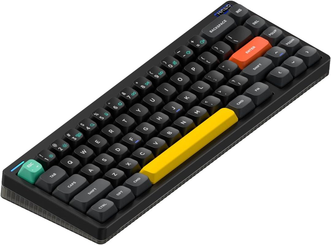 Nuphy Halo65 V2 Wireless Mechanical Keyboard with PBT Keycaps,65% Hot Swappable Custom Gaming Keyboard Compatible with QMK/VIA,RGB Backlit,Gasket Structure,BT5.0/USB-C/2.4GHz,Black-Raspberry Switches Black