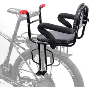 2025 New Rear Child BikeSeat, Adiustable BackrestRear Bike Seat, Foldableand Rotatable RearMounted Child Bike Seat Child Rear Seat with ThickBackrest, Suitable for MostBicycle (BLACK)