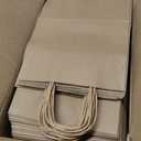 Brown Paper Bags with Handles Bulk 100Pcs 8x4.5x10.8 Inch Gift Bags Bulk, Brown Kraft Paper Bags for Retail, Party, Shopping, Favor