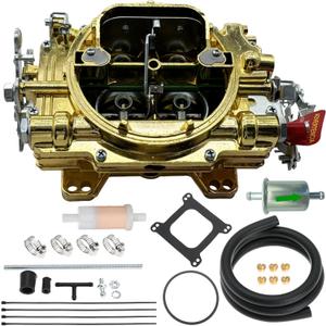 1407 4 Barrel Carburetor Replacement for 750 CFM Manual Choke Square Bore Air Valve Secondary (Golden)