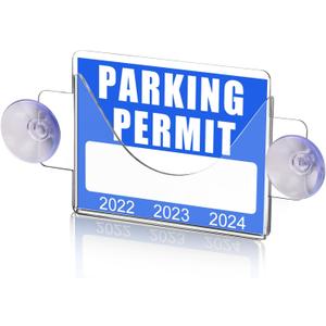 1 Pack Parking Permit Holder for Car Windshield,Acrylic Pass Holder with Strong Suction Cup,Clear Parking Tag Holder for Parking Permit,Vehicle Permit,Toll Pass,Name Card(4x3in)