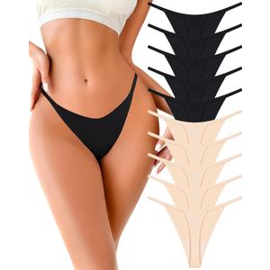 UNDER THE SEA 10 Pack G String Thongs for Women Seamless Underwear Low Rise No Show Thong Stretch Womens Panties Sexy XS-2XL (XXL)