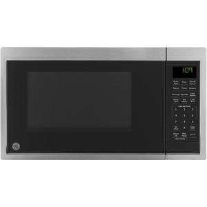 GE Countertop Microwave Oven, Compact 0.9 Cubic Ft., 900-watt Capacity, 7 Auto Cooking Settings, Child-Lock Technology, Kitchen Essentials for The Countertop, Dorm Room or Apartment, Stainless Steel