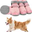 BECEMURU Dog Shoes for Summer, Double-Straps Anti-Slip Dog Boots & Paw Protectors for Hot Pavement, Breathable & Light Weight Outdoor Walking Hiking Pink, Size 8