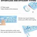Wireless Keyboard and Mouse Combo, Retro Typewriter Keyboard with Round Keycaps, 2.4GHz USB Cute Wireless Keyboard Mouse for Computer, Desktop, Laptop (Blue Colorful)