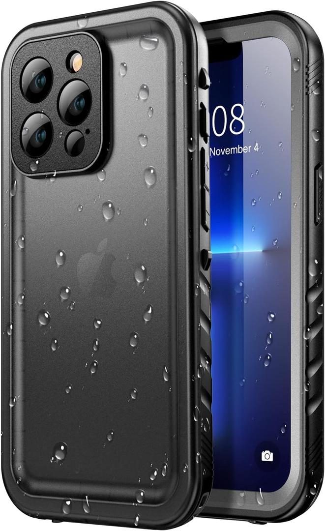 SPORTLINK for iPhone 13 Pro Waterproof Case - Full Body Shockproof Dustproof Phone Screen Protector Rugged Waterproof Case for iPhone 13 Pro 6.1 Inches Black