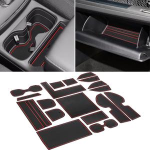 Cup Holder Insert Liners for Honda CRV Accessories 2023 2024 2025 2026 Center Console Door Pocket Slot Mats Non-Slip Anti Dust Pad Premium Custom Interior for Honda CR-V 18Pcs (Red Trim)