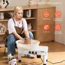 VEVOR 14in/35cm Pottery Wheel for Adults, 0-6in Lift-Table 450W Professional Pottery Kit with Foot Pedal Detachable Basin DIY Art Clay Potter's Wheel for Kids Adults Beginners at Home Pottery, White