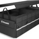 K KNODEL Car Trunk Organizer with Lid, 3 Compartments Collapsible Car Trunk Storage Organizer, Large Car Organizer and Storage for SUV, Truck, Sedan (Large, Black)