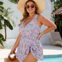 Blooming Jelly Women Plus Size Swimsuit One Piece Swim Dress Tummy Control Bathing Suits Criss Cross Modest Swimwear, 4XL, Floral