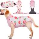 Kuoser Dog Recovery Suit Female, Dog Onesie for Surgery, Female Spay and Male Neuter Onesie for Post-Op Care, Prevent Licking Puppy Onesies (Pink, L)