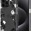 MOSNOVO Case for iPhone 15 Pro Max, [Buffertech 6.6ft Military-Grade Drop Protection] [Anti Peel Off Tech] Clear TPU Bumper Phone Case Cover Design - Black White Tulips