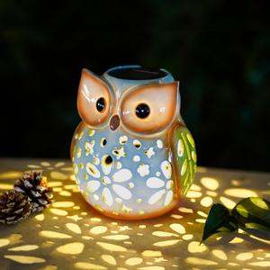 MININOVA Garden Statues Owl Solar Lantern Hollow Out Waterproof Resin Outdoor Ornaments Decorative Lights Graduation for Daughter Kids