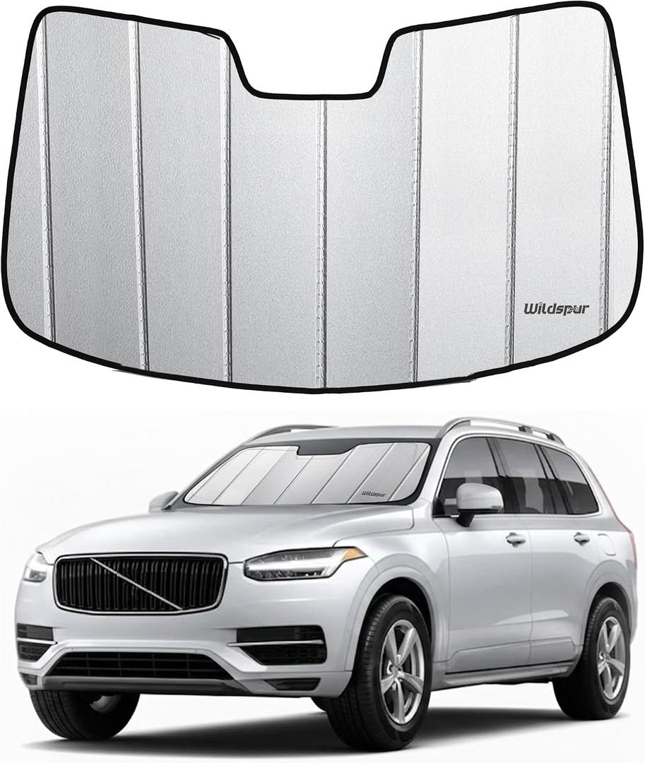Custom Fit 2016-2026 XC90 Windshield Sun Shade for Volvo XC90 2016 2017 2018 2019 2020 2021 2022 2023 2024 2025 2026 - Upgraded 6-Layer Triple Laminate Core Front Window Shade with Storage Bag