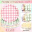 64 Pcs Gingham Dessert Paper Plates Set - 9 Inch 4 Color(Red/Blue/Green/Yellow) Disposable Round Paper Plate - Disposable Gingham Party Supplies - For Picnic Wedding Birthday