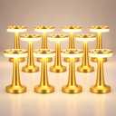 Riakrum 12 Pcs Gold LED Portable Cordless Table Lamp Bulk with Touch Sensor 3 Color Stepless Dimming Rechargeable Battery up to 15 Hours Cordless Table Light Wireless Lamp Wedding Home
