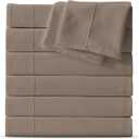 Maple&Stone Full Flat Sheet 6 Pack,Premium Soft & Breathable,Brushed Microfiber Fabric,Anti-Shrinkage & Non-Fading,Bulk Flat Sheets Only Full Size (Brown)