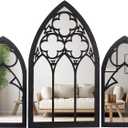 Gothic Mirrors Wall Decor - 3 Piece Set 15.8 Inch Gothic Furniture Cathedral Mirrors - Halloween Decor for Bathroom and Kitchen - Goth Accessories for Bedroom - Witchy Gifts for Women
