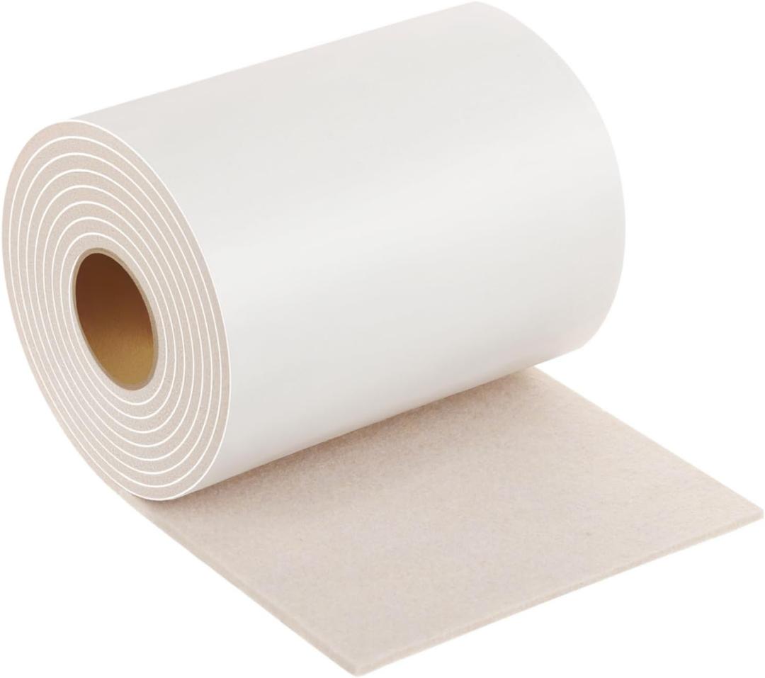 Furnigear Felt Furniture Pads - Heavy Duty Cuttable Strips with Adhesive Backing, Self-Adhesive Felt Strips, Pad, Tape Roll for Chair Legs, Hard Floor and Wall Protection (Beige, 80 x 5 x 0.14 Inch)