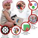 High Contrast Baby Flash Cards, Sensory Visual Stimulation for Newborns 0 12 Months, Black and White to Color, Tummy Time Learning with Bonus Ribbon Toy (30 Large Double Sided, 60 Images)