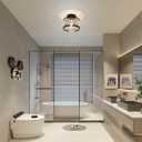 Rpzloila Crystal Ceiling Light Fixture, Modern Semi Flush Mount Ceiling Light, Crystal Chandelier for Kitchen Bedroom Bathroom Entryway Black (Bulb not Included)