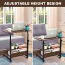 Adjustable Table Student Computer Desk Portable Home Office Furniture Small Spaces Sofa Bedroom Bedside Learn Play Game Desk on Wheels Movable with Storage Size 31.5 * 15.7 Inch Brown A, 31.5 inches x 15.7 inches x 35 inches
