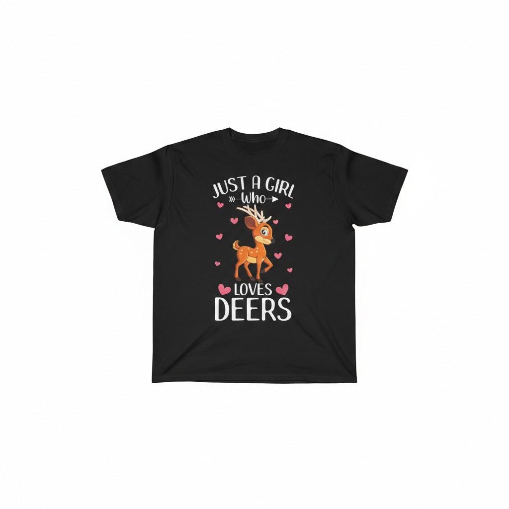 Just a Girl who Loves Deers T-shirt Black 3XL