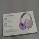 Kids Headphones for School, 3.5mm Jack Wired Headphones for Kids with Safe Volume Limiter, HD Stereo Sound On-Ear Girls Boys Toddler Headphone for Tablet, iPad, Kindle(WhitePurple)