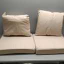 ARTPLAN Deep Seat Cushion with Backrest Set of 2 - All-Weather Outdoor Sofa Cushions for Sectionals-Polyester Fabric, Waterproof-High-Resilience Foam for Patio, Backyard Garden,Beige