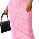 PRETTYGARDEN Summer Dresses for Women Sleeveless Bodycon Dress Textured Back Slit Sexy Cocktail Party Beach Vacation Clothes (Pink, XXL)