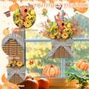 Thanksgiving Fall Door Hanger Basket Wreath Orange Sunflower Wreath, Artificial Autumn Sunflower Wreaths with Flower Mixed Leaves for Front Door Indoor Outdoor Decor Farmhouse Harvest Orange Wreaths