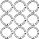 SUNNYCLUE 1 Box 12pcs Metal Spring o Rings Large Spring Gate Ring 8.5mm/1.12inch Round Rhinestone Bling Simple Trigger Clip Clasp Ring for Key Rings Buckle Bags Jewelry Making DIY Crafts Accessories (Clear)