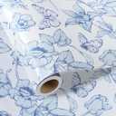 2 x LaRibbons Blue Floral Wrapping Paper Mini Roll, Premium Vintage with Pearlescent Finish Design Flower Gift Wrap for Wedding, Bridal Shower, Anniversary, Mother's Day, 17" x 33'(46.7 sq. ft)