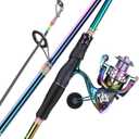 Sougayilang Spinning Fishing Reel Rod Combo, Two Pieces Colorful Poratble Light Weight Fishing Rod with Powerful Fishing Gear for Freshwater Saltwater (1.8/5'10'')