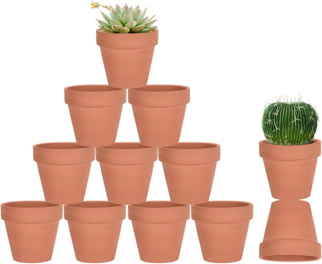 vensovo 12 Pcs 3" Tiny Terracotta & Terra Cotta Pots with Drainage - Small Mini Clay Ceramic Pottery Planter Ideal for Indoor/Outdoor Plants, Crafts, Wedding Favors